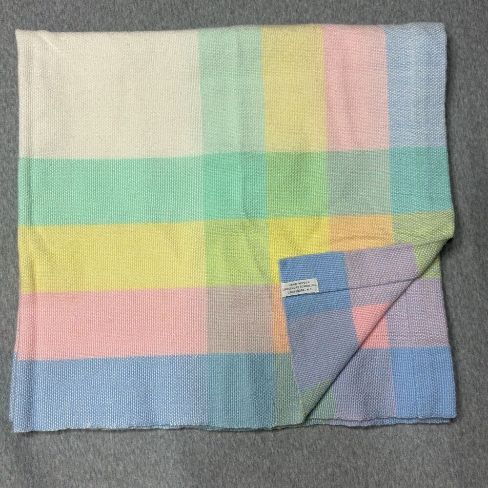 Vintage Crossnore School Inc Hand Woven Baby Blanket Pastel Crib Throw Americana